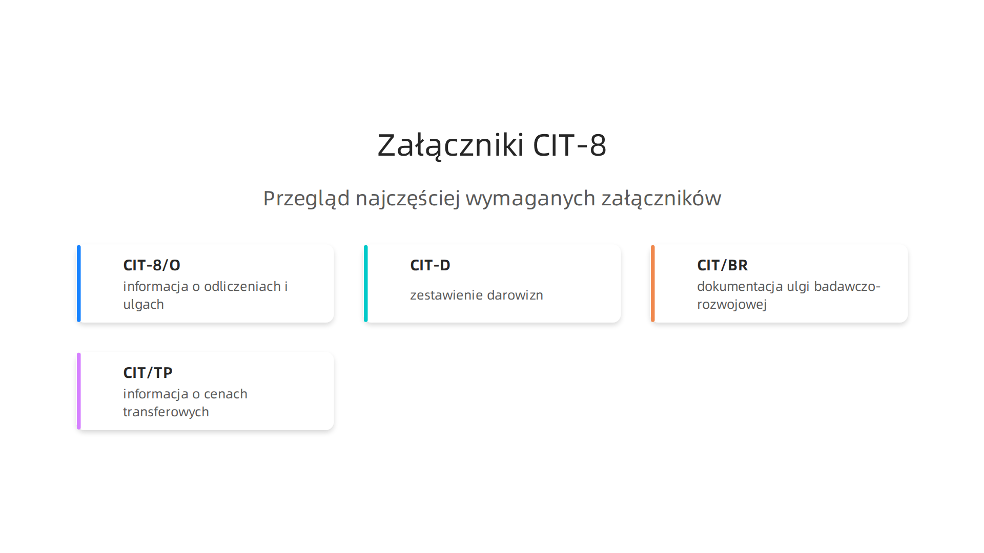 Przegląd najczęściej wymaganych załączników, które mogą być dołączone do rocznej deklaracji CIT-8.